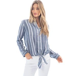 Dylan LA Indigo & White Woven Stripe Tie Top S